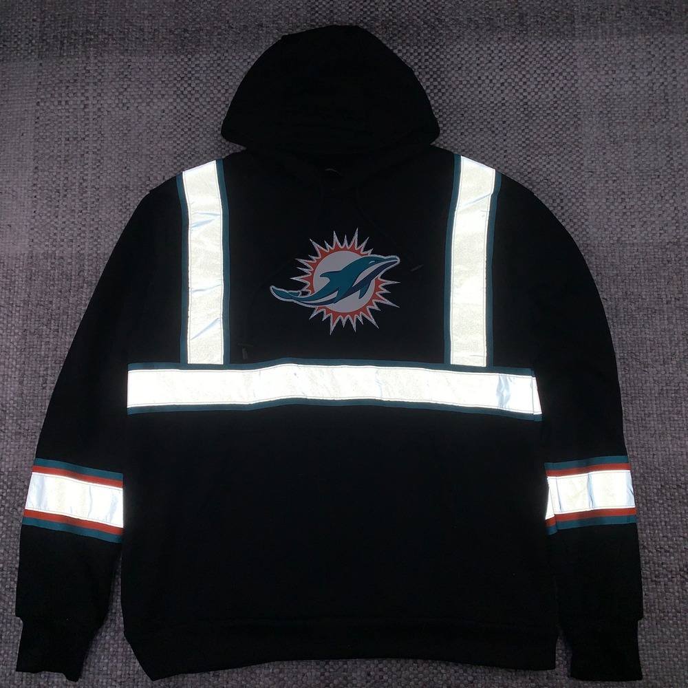 Buffalo Outdoors NFL Miami Dolphins Safety Hoodie Mens XL Black Reflective